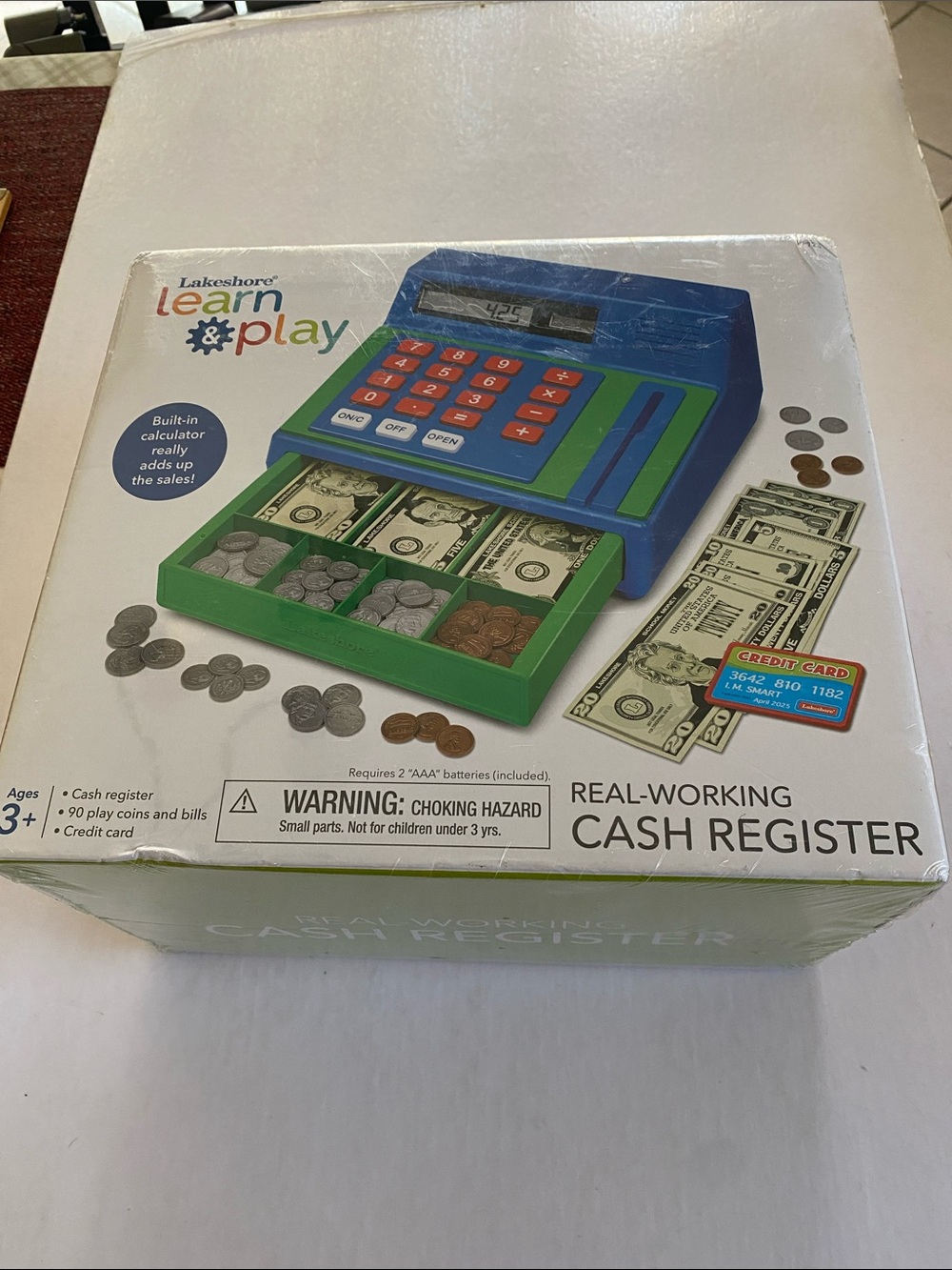 Lakeshore Learn & Play Real-Working Cash Register Blue & Green New in sealed Box